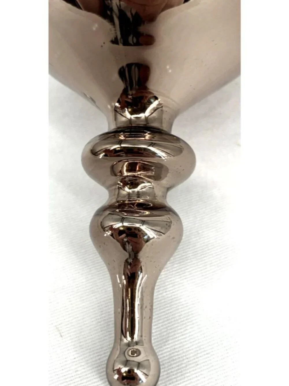 Blown Glass Finial Drop Christmas Ornament Silver 7